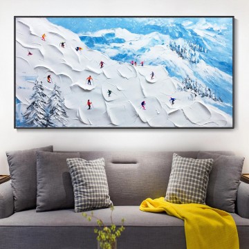  Sport Pintura Art%C3%ADstica - Esquiador en la montaña nevada Arte de la pared Deporte Blanco Nieve Esquí Decoración de la habitación por Knife 21